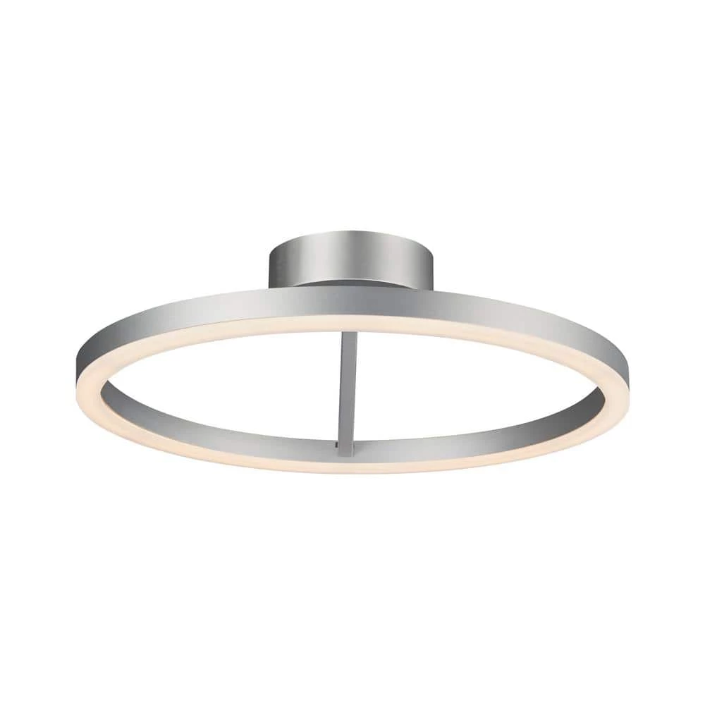 Zuben 20 in. 33-Watt Silver Integrated LED Semi Flush Mount Modern Circular Ceiling Fixture by VONN Lighting