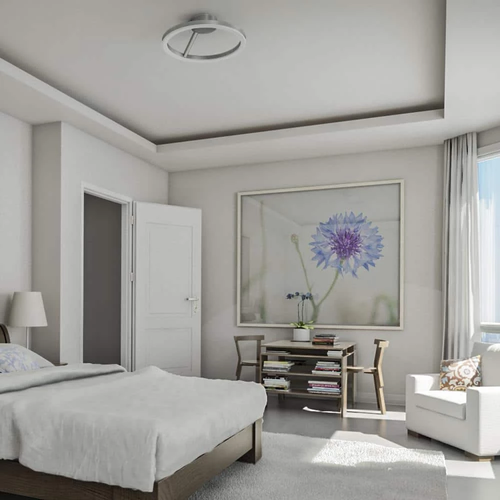 Zuben 20 in. 33-Watt Silver Integrated LED Semi Flush Mount Modern Circular Ceiling Fixture by VONN Lighting - Image 3