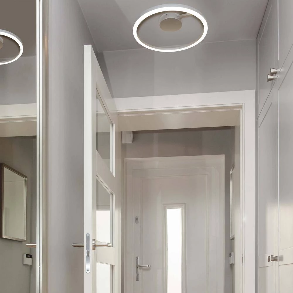 Zuben 20 in. 33-Watt Silver Integrated LED Semi Flush Mount Modern Circular Ceiling Fixture by VONN Lighting - Image 2