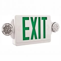 Contractor Select LHQM Series 120/277-Volt Integrated LED White and Green Exit Emergency Combo W/ 9.6 V Battery by Lithonia Lighting