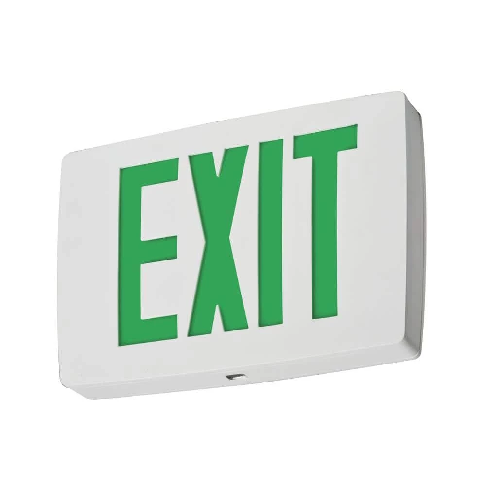 Single Face Red Quantum Die Cast White LED Exit Sign with Battery Backup by Lithonia Lighting