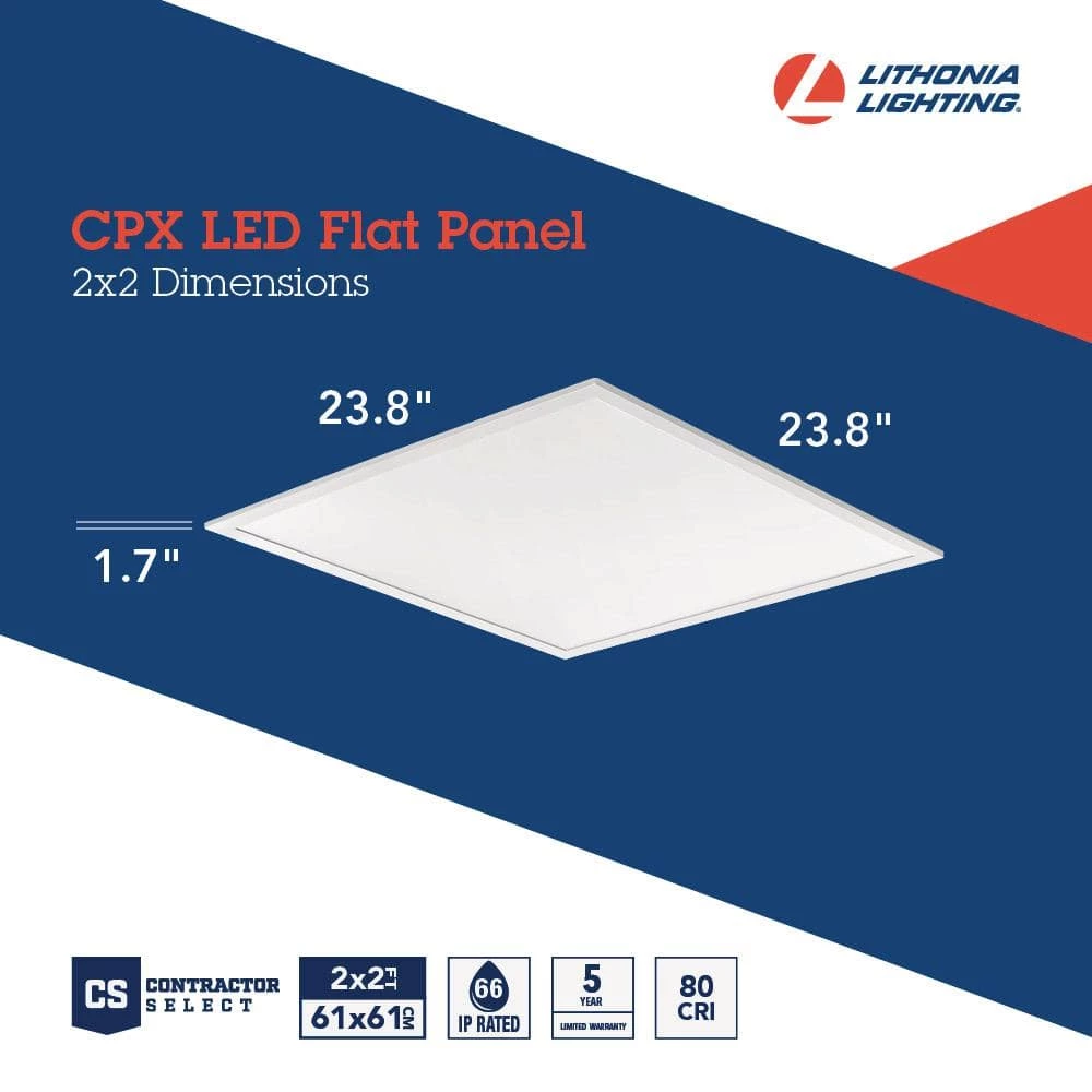 Contractor Select CPX 2 ft. x 2 ft. Adjustable Lumens Integrated LED Panel Light with Switchable White Color Temperature by Lithonia Lighting - Image 5