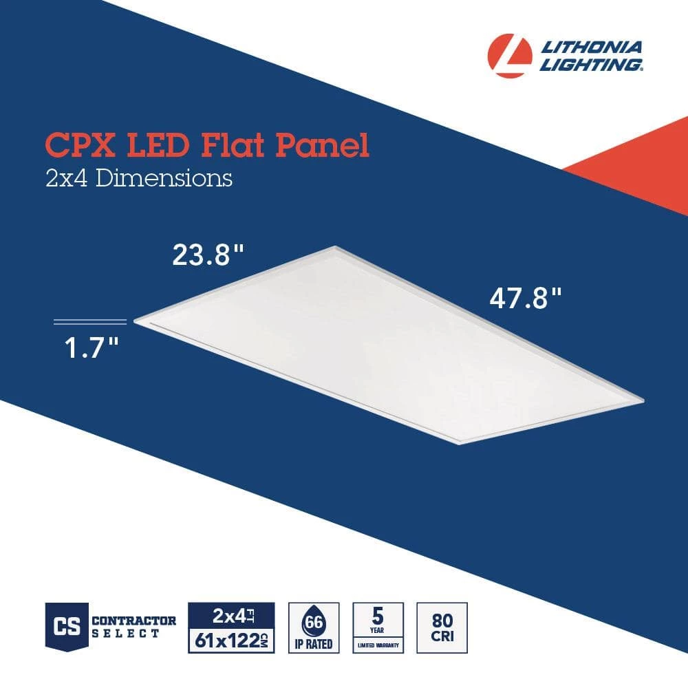 Contractor Select CPX 2 ft. x 4 ft. White Integrated LED 4692 Lumens Flat Panel Light, 4000K by Lithonia Lighting - Image 4