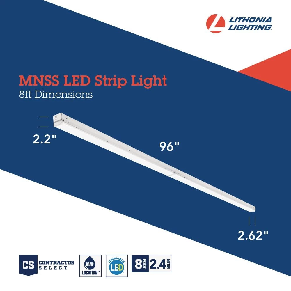 MNSS 96 in. 128-Watt Equivalent Integrated LED White Strip Light Fixture 4000K by Lithonia Lighting - Image 5