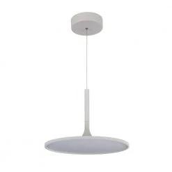 Salm 17 in. 38-Watt White Integrated LED Chandelier Adjustable Hanging Modern Disc LED Lighting Fixture by VONN Lighting