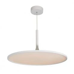 Salm 24 in. 45-Watt White Integrated LED Lighting Height Adjustable Hanging Pendant Light Modern Disc LED Chandelier by VONN Lighting