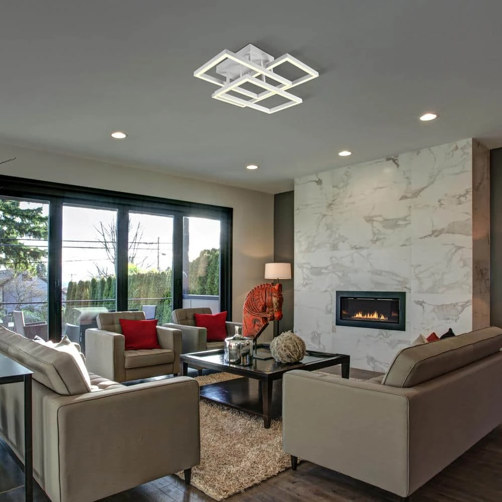 Radium 71.6-Watt 28 in. White Integrated LED Semi Flush Mount with 3 LED Rectangle Lights by VONN Lighting - Image 7