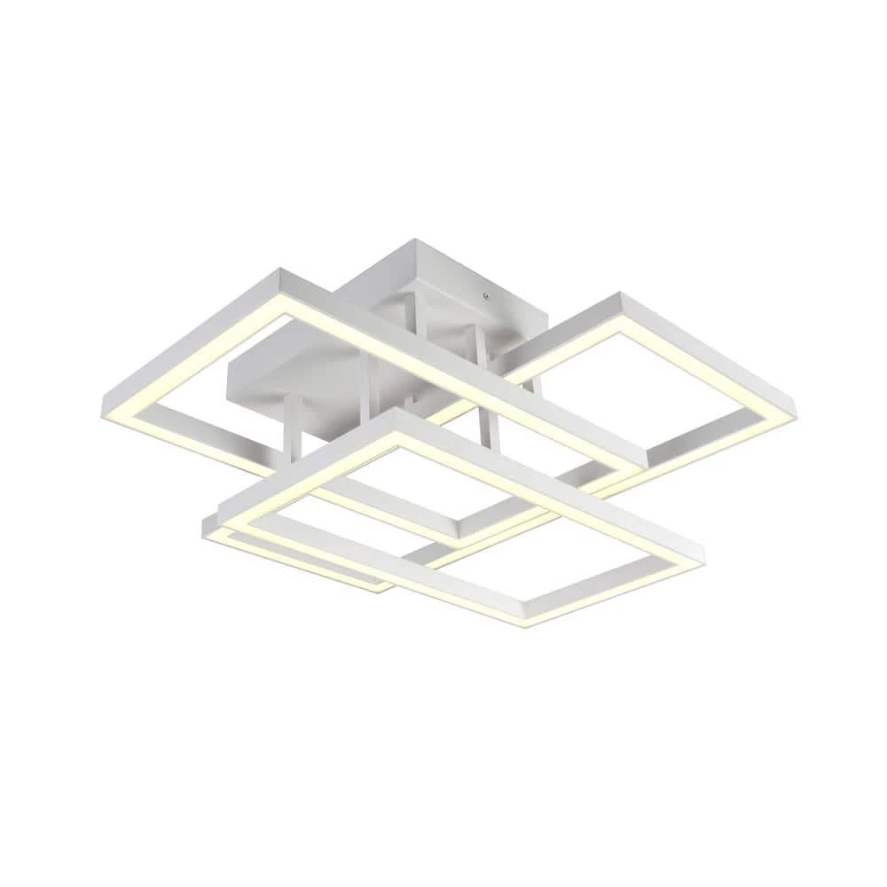 Radium 71.6-Watt 28 in. White Integrated LED Semi Flush Mount with 3 LED Rectangle Lights by VONN Lighting