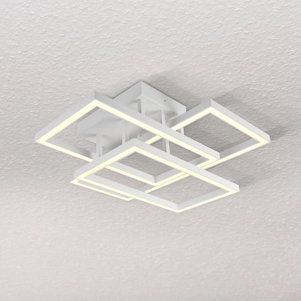 Radium 71.6-Watt 28 in. White Integrated LED Semi Flush Mount with 3 LED Rectangle Lights by VONN Lighting - Image 4